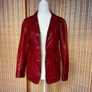 Jil Sander red leather jacket